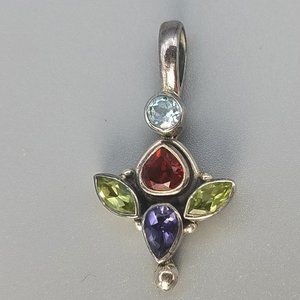 Silver Pendant with Precious Gemstones